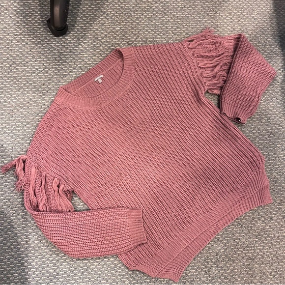 Charlotte Russe Purple Tassel Long Sleeve Sweater - Picture 2 of 7